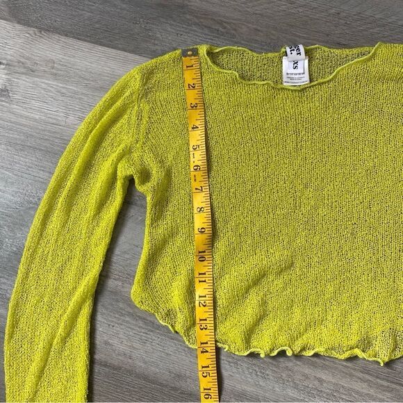 Tiger Mist Mesh Crop Top Sheer Chartreuse Green Party Club - Picture 7 of 9